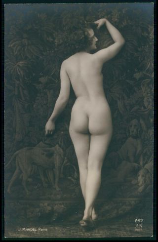 Mandel French Nude Woman Butt Dancing Pose Old C1910 - 1920s Noyer Photo Postcard