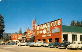 Stateline Nevada Club Casino Lake Tahoe Roadside C1950s Vintage Postcard