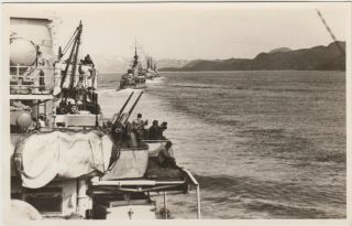 Ww2 Photo Postcard,  German Destroyer Ships At Norway