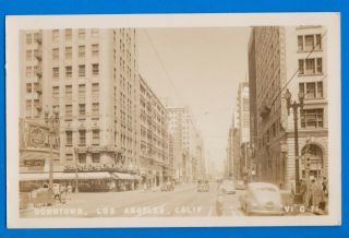 Los Angeles,  Downtown,  California Ca,  Rppc Old Real Photo Postcard W/ Stamp