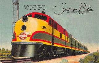Shreveport Louisiana Southern Belle Train Qsl Radio Vintage Postcard Aa38029