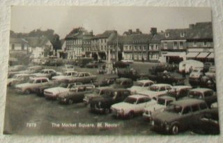 Vintage Real Photo Postcard - The Market Square,  St.  Neots 1960s