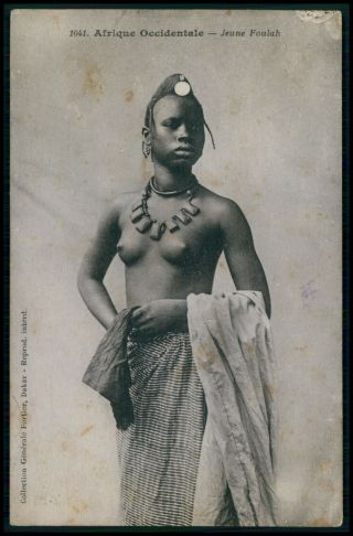 R47 Africa Black Nude Woman Ethnic Tribal Old C1910 - 1920s Postcard