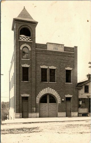 Mount Carroll Illinois Town Hall Old 1914 Real Photo Postcard View