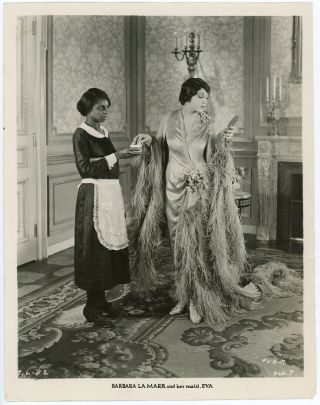 Barbara La Marr Attended By Her Maid On Heart Of A Siren Film Set Photo