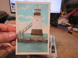 G Vintage Old Ohio Postcard Vermilion Light House Lake Erie Sailors Hs Mascot