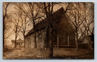 Vintage Real Photo Postcard Peru Illinois Old Methodist Church Rppc D15