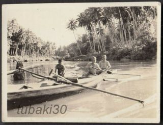 Q6 Ww2 Philippine Campaign Photo Japanese Army Soldiers On Boat Lucena River