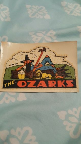 Vintage The Ozarks Transfer Decal.  Ozark Gift House