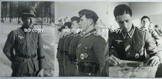 3x Ww2 German Press Photo Wehrmacht Officer Soldiers Decorated Iron Cross Qualit