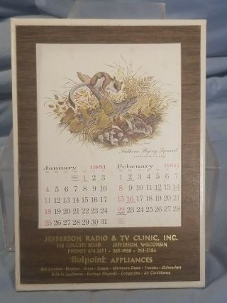 1981 Vtg Advertising Calendar Jefferson Wi Wis Wisconsin Radio & Tv Clinic