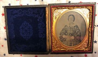 Daguerreotype Young Woman Holding The Frame 3 1/4” X 3 3/4”