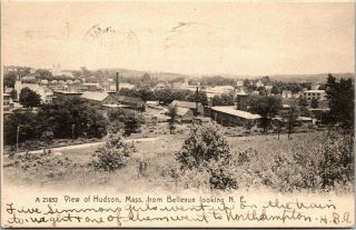 Vintage 1912 View Of Hudson From Bellevue,  Massachusetts Ma Postcard