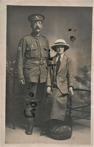 Ww1 Soldier Royal Army Medical Corps Ramc Tf Territorial With Wife ? Exeter