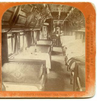 Stereoview Central Pacific Railroad Dining Car Pullman 
