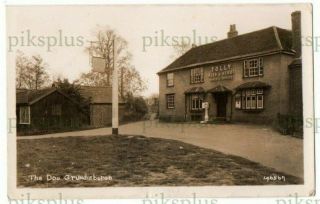 Old Pub Postcard The Dog Inn Grundisburgh Woodbridge Suffolk Real Photo Used1951