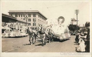 Rppc Fresno,  Ca Raisin Day Parade California Real Photo Post Card Vintage