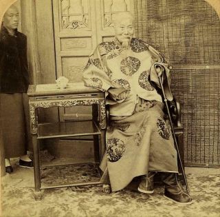 Li Hung Chang Chinese Viceroy Diplomat In Yamen,  Tienstein China 1901 Stereoview