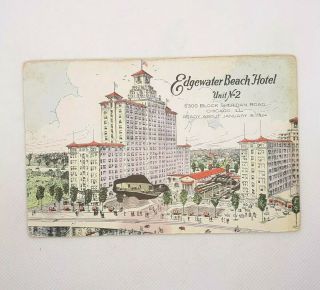 Chicago Edgewater Beach Hotel Unit No.  2 Vintage Postcard 1924