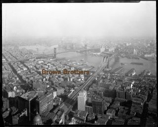 1930s York City Aerial View Brooklyn Bridge River Photo Film Negative 4 Bb