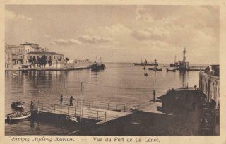 (no.  2) Greece Crete Chania Greek Old Postcard View Of The Port Canee Chania