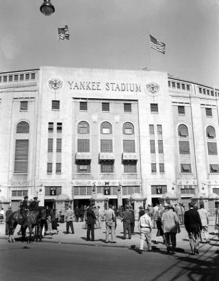 Rare 1940’s Photo Negative Yankee Stadium Main Entrance Nyc Beauty