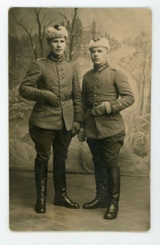 Ww1 Word War One Soldiers In Military Uniform Vintage Real Photo Postcard Rppc