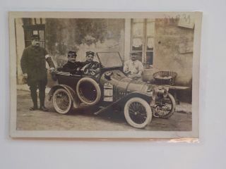 Wwi French Photo Postcard Soldiers In Automobile Card Photograph Card Vtg Ww1