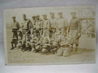 Baseball Team 2 Of Us Navy Ship Uss Jupiter Ca.  1916 Photo Post Card Rppc Vtg