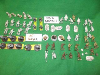 20mm Scale Unpainted Ww2 Us Paras & German Inf X62 Wargames,  1/72 See Photos