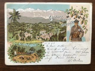 British India Old Postcard Greeting From Darjeeling Tibet To Austria 1898