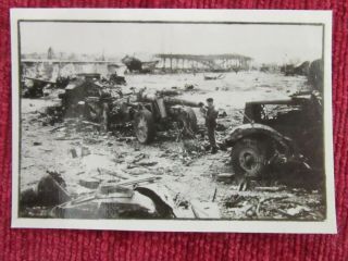 1944 Ww2 D Day Photo Destroyed German Vehicles France August Fc7c