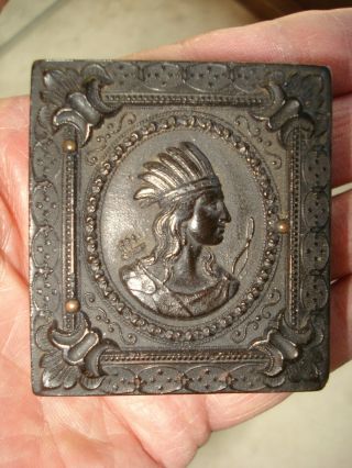 Rare 1/16 Plate Indian Maiden Thermoplastic Case W/ Tintype Indian Image 1800 