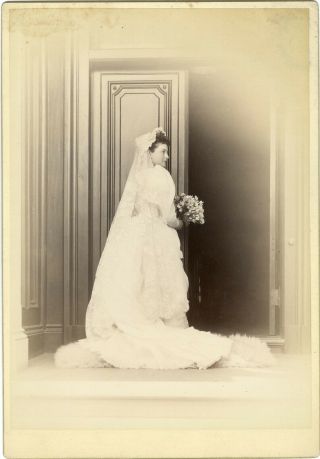 Two Large Albumen Prints Of A Woman In Her Wedding Dress 1880