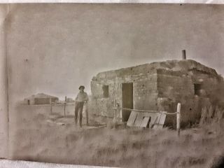 Vintage 1910s Old Rppc Real Photo Postcard Of Farmer & Sod House Home Nebraska