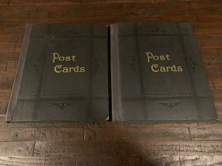 (2) Vintage Post Card Albums - Binders - Early 1900 " S