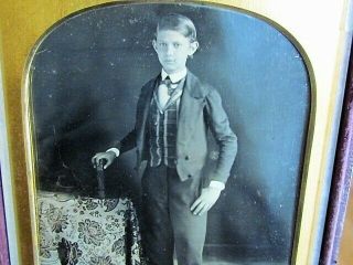 Little Boy Standing By Table 1/2 Plate Daguerreotype Photo By Collins Of Phila.