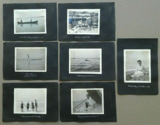 1916 - 7 Photos.  People In Swimsuits,  On Canoe,  Swimming,  Beach,  Balboa California