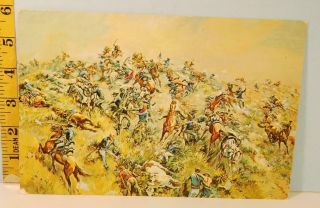 Vintage Call Of The Bugle Jk Ralston Oil Painting Custer Battlefield Lg Postcard