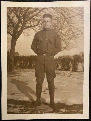 1914 - 1918 World War I United States Soldier In Uniform {{large}} Real Photo