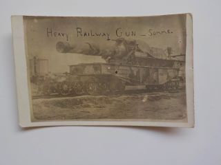 Wwi Photo Postcard Heavy Railway Gun Somme 1919 Germany Image Ww I War Rppc Ww1