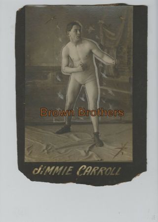 1890s Boxing Lightweight Brooklyn Jimmie Carroll Oversized Mounted Photo - Bb