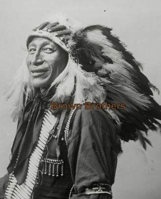 1900s Native American Indian Sioux Chief Irontail Portrait Glass Photo Negative