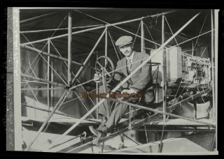 Vintage 1910s Aviation Pioneer Glenn Curtiss In Biplane Film Photo Negative 6