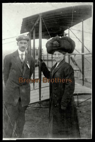 Vintage 1910s Aviation Pioneer Glenn Curtiss W/wife Lena Film Photo Negative 5