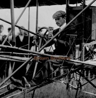 Vintage 1910s Aviation Pioneer Glenn Curtiss In Cockpit Film Photo Negative 3