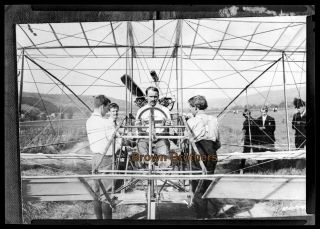 Vintage 1910s Aviation Pioneer Glenn Curtiss In Cockpit Film Photo Negative 2