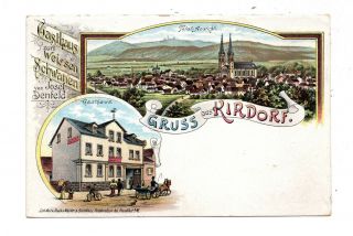 Gruss Aus Kirdorf,  Hesse,  Germany,  Old Postcard Gasthaus