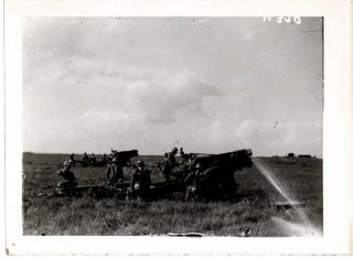 Press Photo Ww2 Royal Artillery 6 " Howitzer Exercise Larkhill Nov 1939