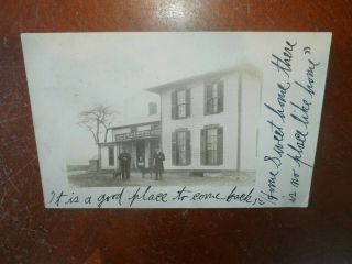 Vintage Antique 1908 Rppc Postcard Lockport Ny West End Hotel Men W/ Dogs